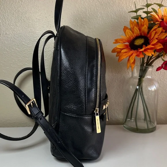 Michael Kors Black Backpack with Gold Accents - Picture 5 of 14